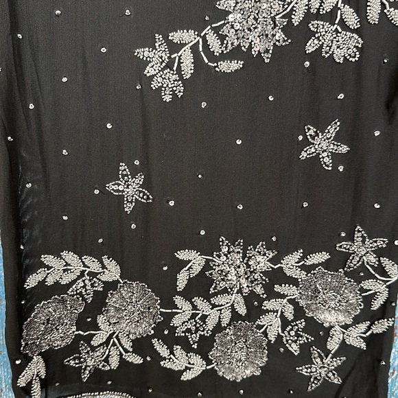 Karioli 1 Vintage Black Sheer Beaded Top Size M - Picture 2 of 5